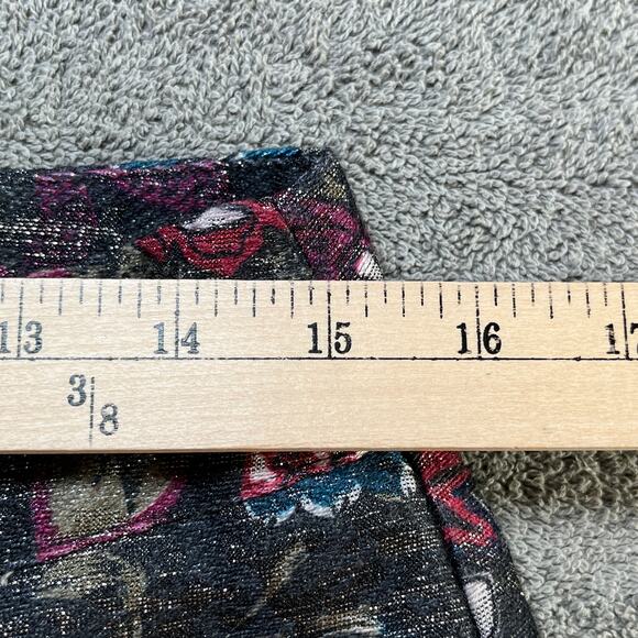 LOFT‎ Mini Skirt Womens 6 Gray Metallic Floral Print Pleated Lined Party Art - Picture 7 of 7